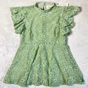 Whimsical Fairy Mini Dress Size S Pastel Green Floral Lace Maeve Anthropologie